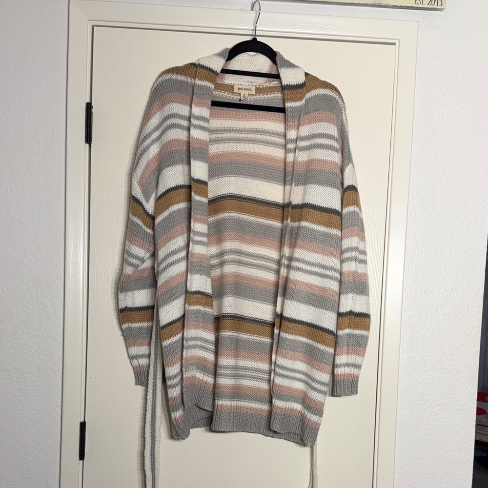 Striped Open-Front Cardigan